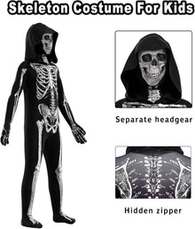 YIMOJOY Skelett Kostüm Kinder Halloween Grim Reaper Unisex