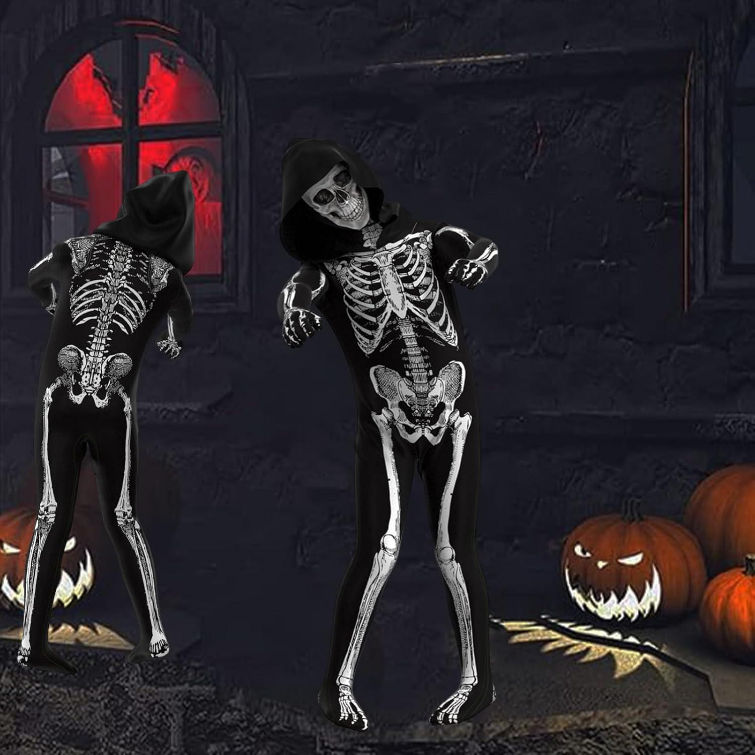 YIMOJOY Skelett Kinderkostüm Halloween Unisex Grim Reaper 10–12 Jahre