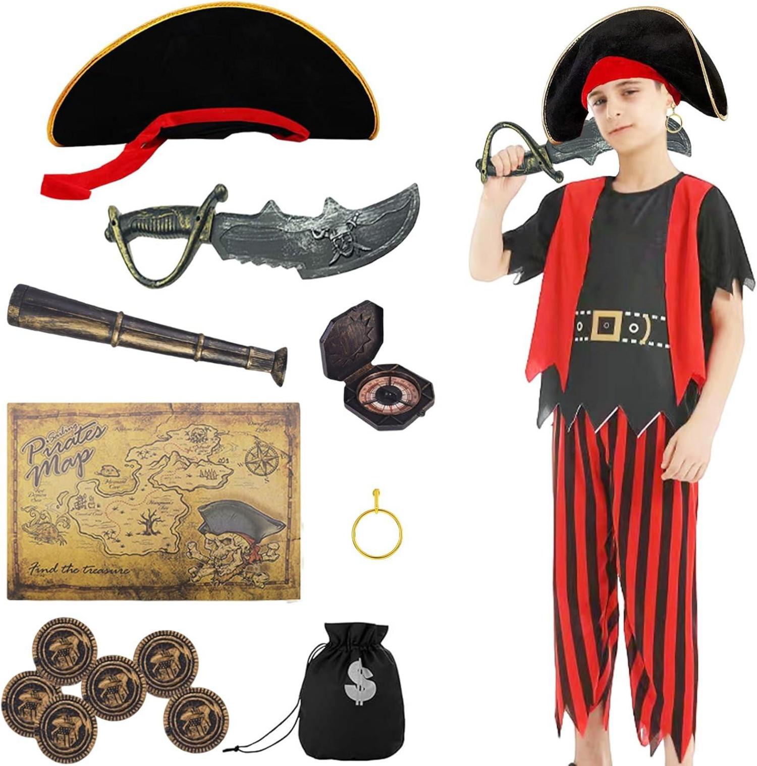 Piratenkostüm Kinder Halloween Verkleidung Zubehör Set Fasching