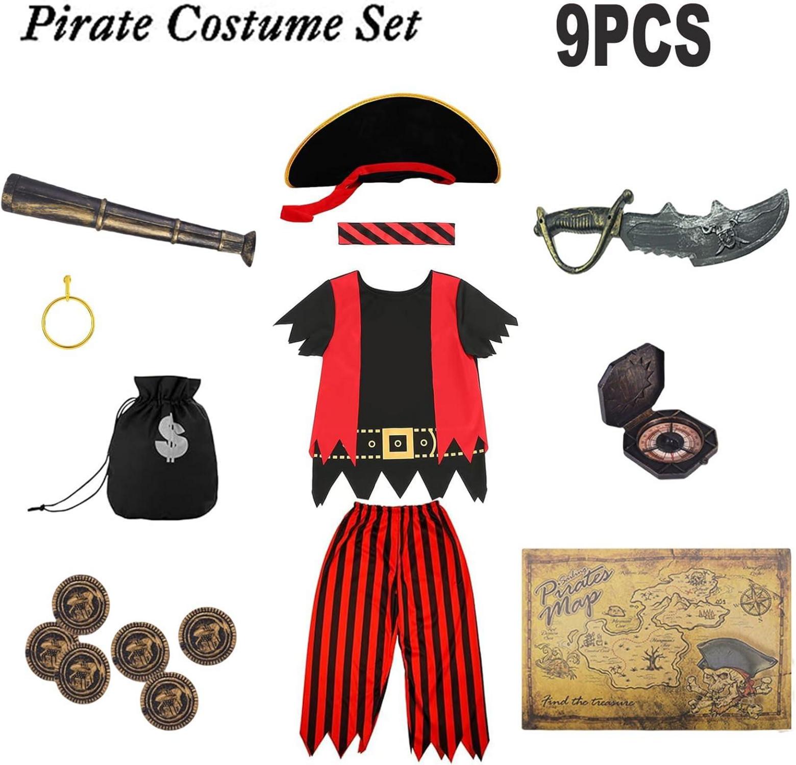 YIMOJOY Piratenkostüm Kinder Unisex Halloween Set Karneval Cosplay Fasching