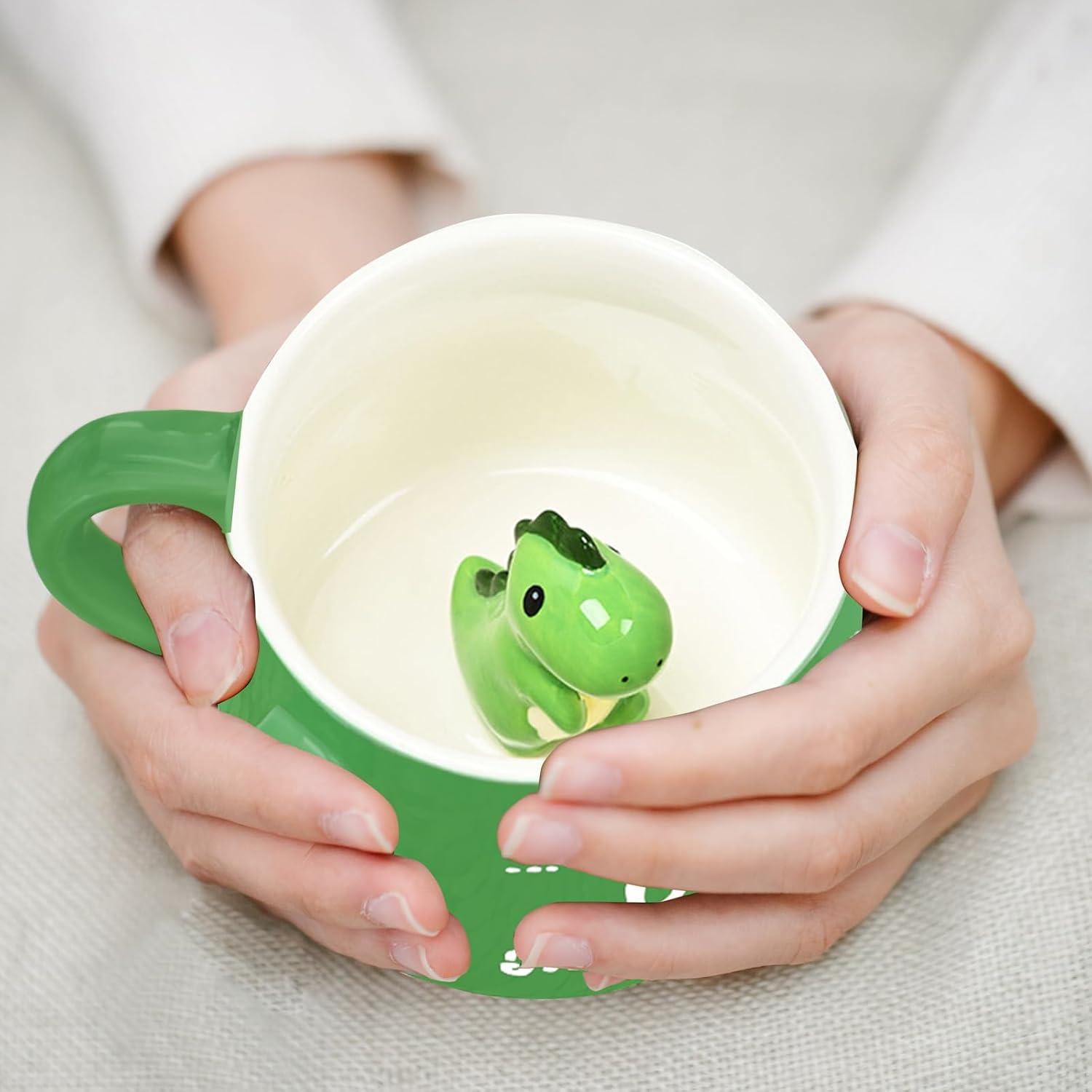 Dinosaurier Keramik Tasse Personalisiert Lustig Kawaii 230 ml, Geschenke Frauen Männer Mädchen