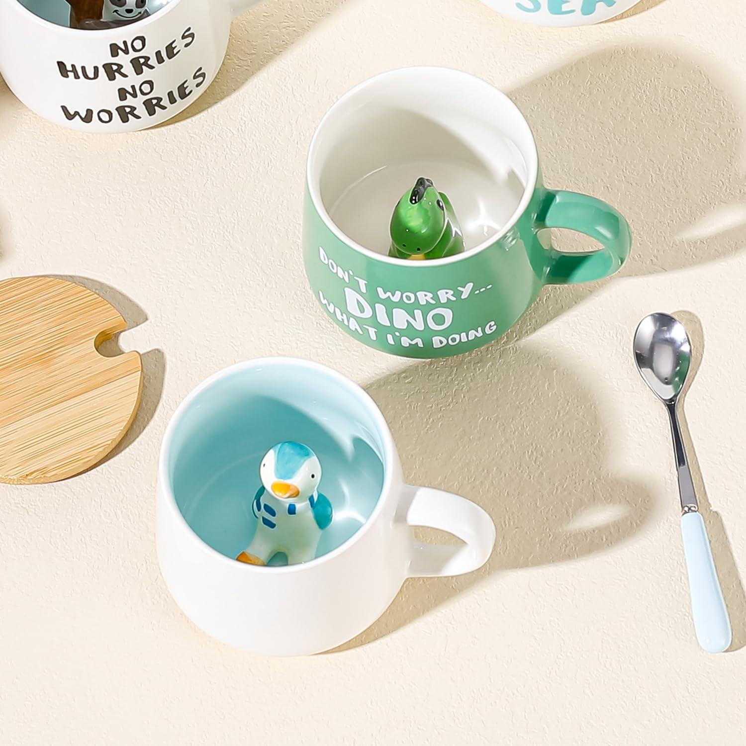 Lustige Dinosaurier Keramik Tasse personalisiert Kawaii 230ml
