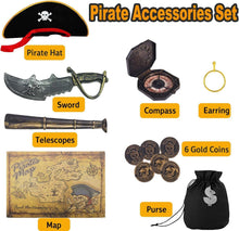 Piraten Kostüm Zubehör Set Hut Säbel Augenklappe Ohrring