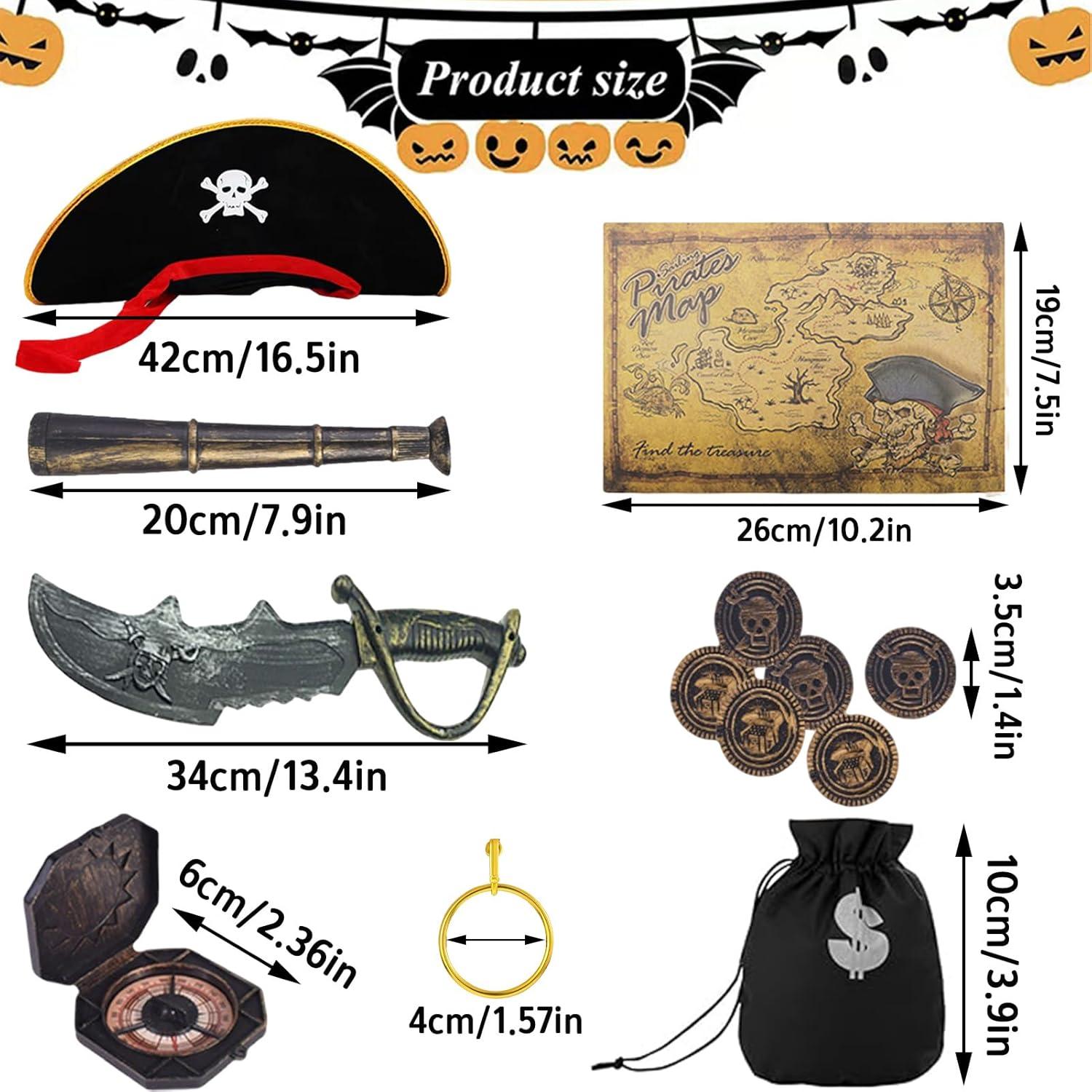 Piraten Kostüm Zubehör Set für Kinder Halloween Fasching Karneval