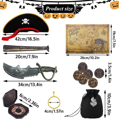 Piraten Kostüm Zubehör Set für Kinder Halloween Fasching Karneval