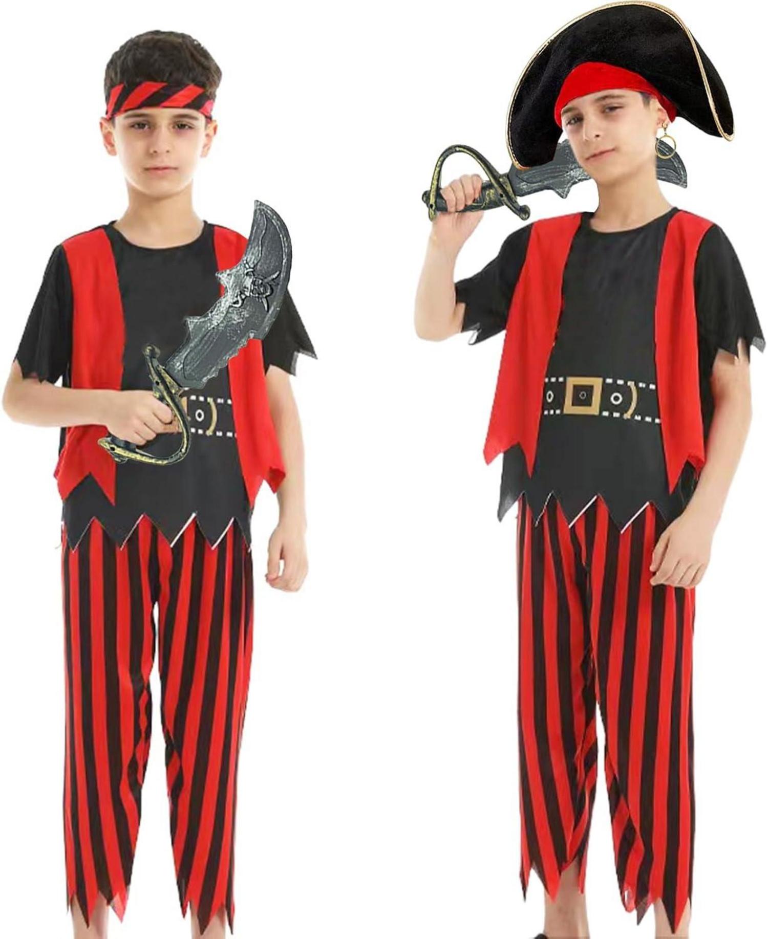 Piraten Kostüm Zubehör Hut Säbel Augenklappe Fasching Kinder 8-teilig