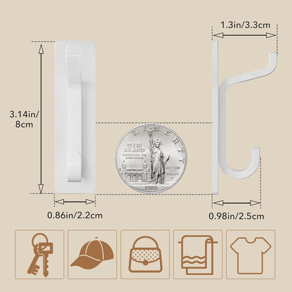 Selbstklebende Metall Klebehaken Weiß 6kg Tragkraft 4er Pack