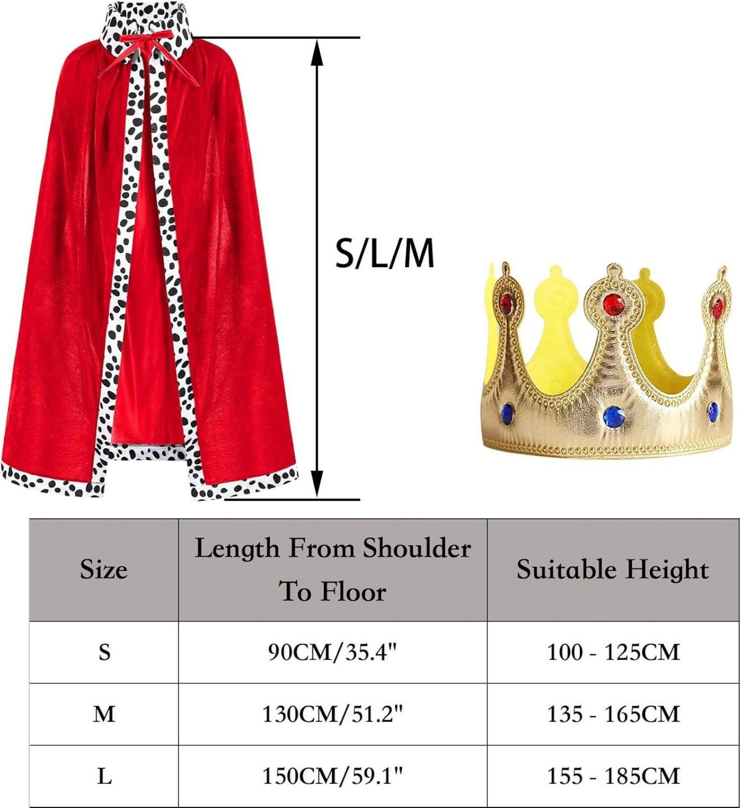 König Kostümset mit Umhang und Kronenhut - 150 cm - Halloween Karneval Cosplay