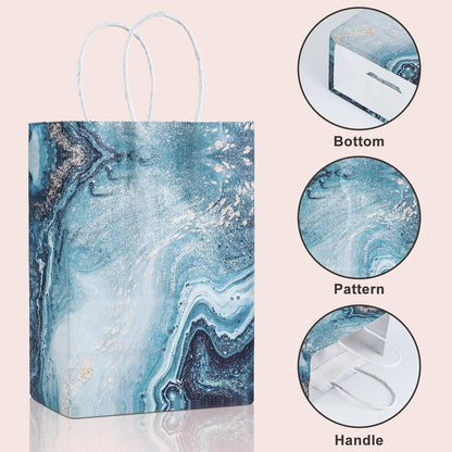 10x Geschenktüten Kraftpapier mit Henkel 15x8x21CM Marmor-Muster