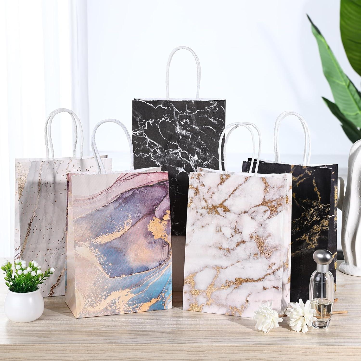 Papiertüten mit Henkel 10 Stück Kraftpapiertüten Geschenktüten Set 15