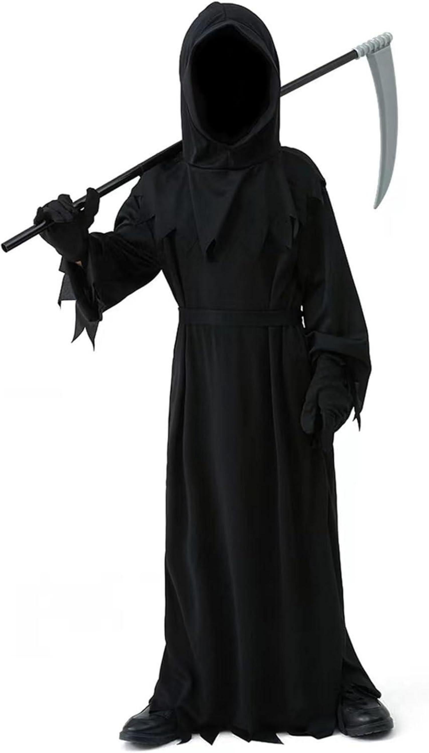 Kinder Sensenmann Halloween Kostüm mit Sense und Zubehör