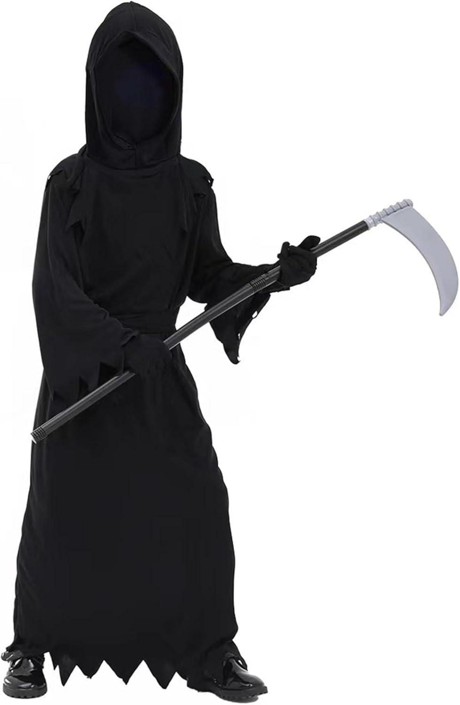 Sensenmann Kostüm Kinder mit Sense Schwarz Halloween Party Karneval