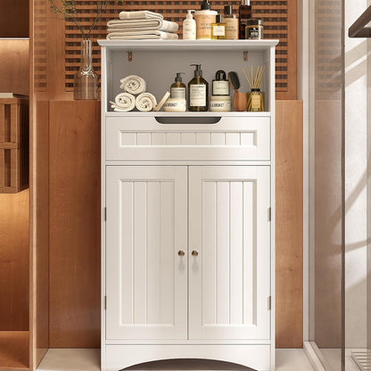 Badezimmerschrank mit Schublade & verstellbaren Regalen, Weiß