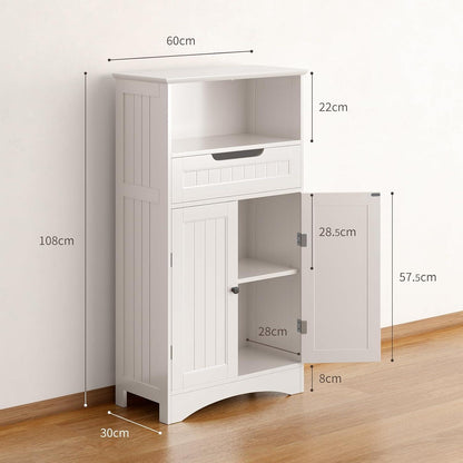 Badezimmerschrank mit Schublade & verstellbaren Regalen, Weiß