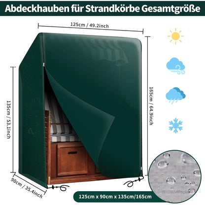 Wasserdichte Strandkorbhülle Grün 125x90x135/165cm
