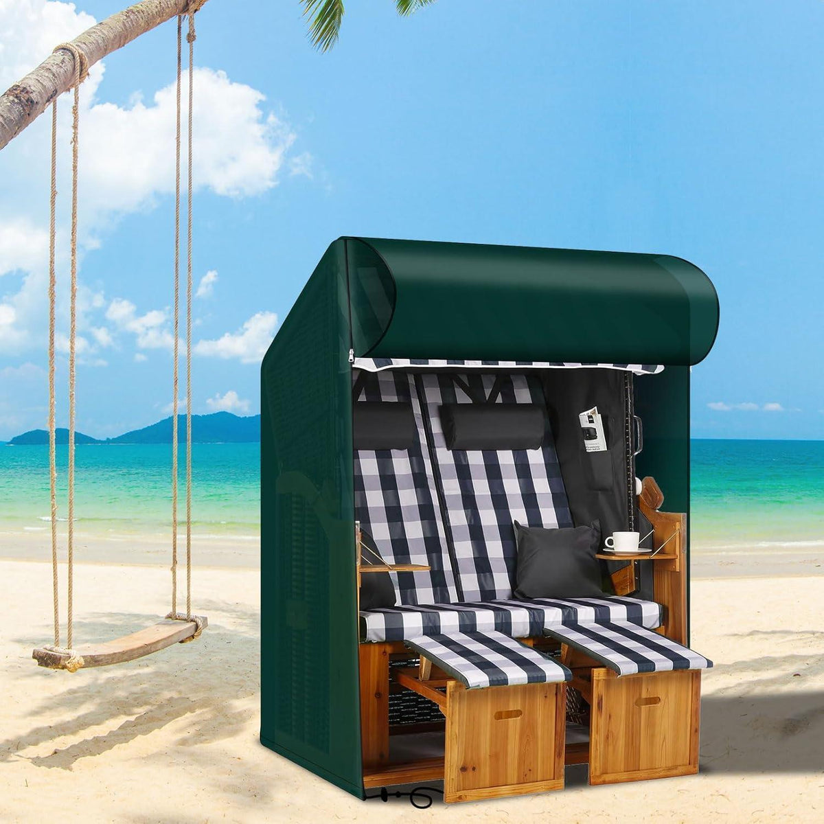 Wasserdichte Strandkorbhülle Grün 125x90x135/165cm