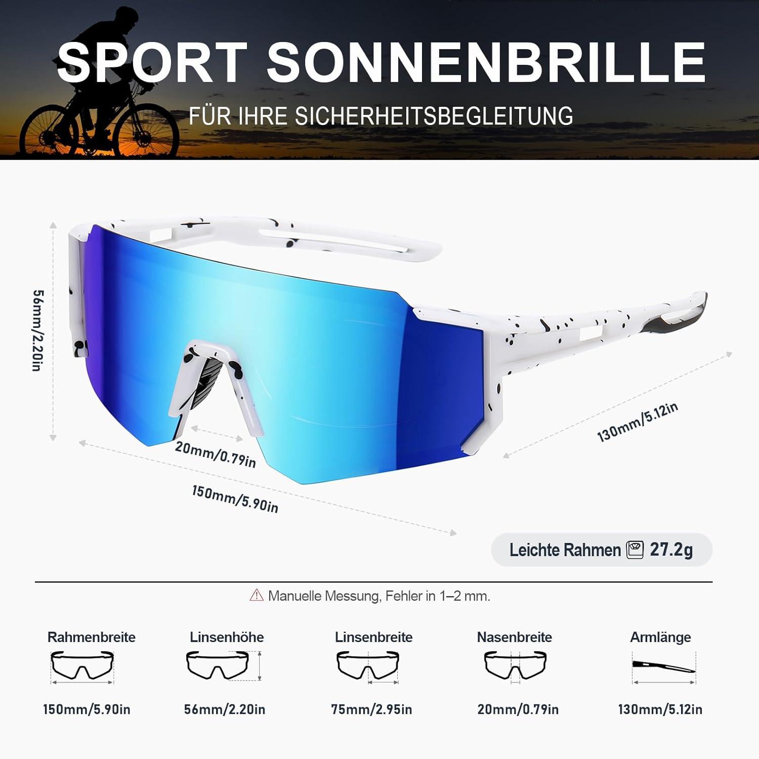 Sportbrille Sonnenbrille Polarisiert UV400 für Damen Herren Radsport