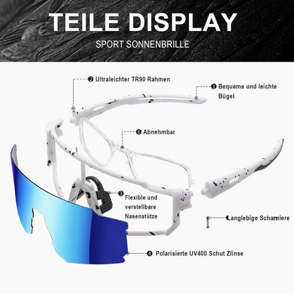 suoso Sportbrille Herren-Damen-Fahrradbrille-Polarisiert-UV400-Ski Sonnenbrille-Anleitung-Geschenkbox