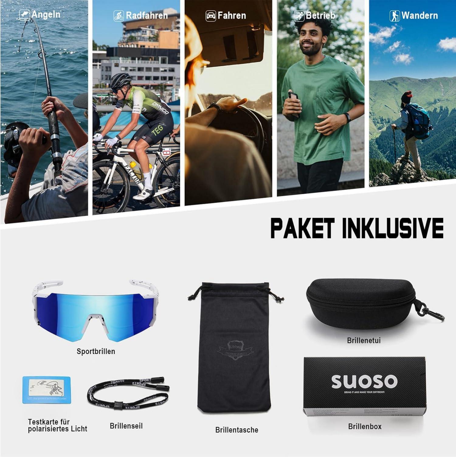 Sportbrille Sonnenbrille Herren Damen Fahrradbrille Polarisiert UV400
