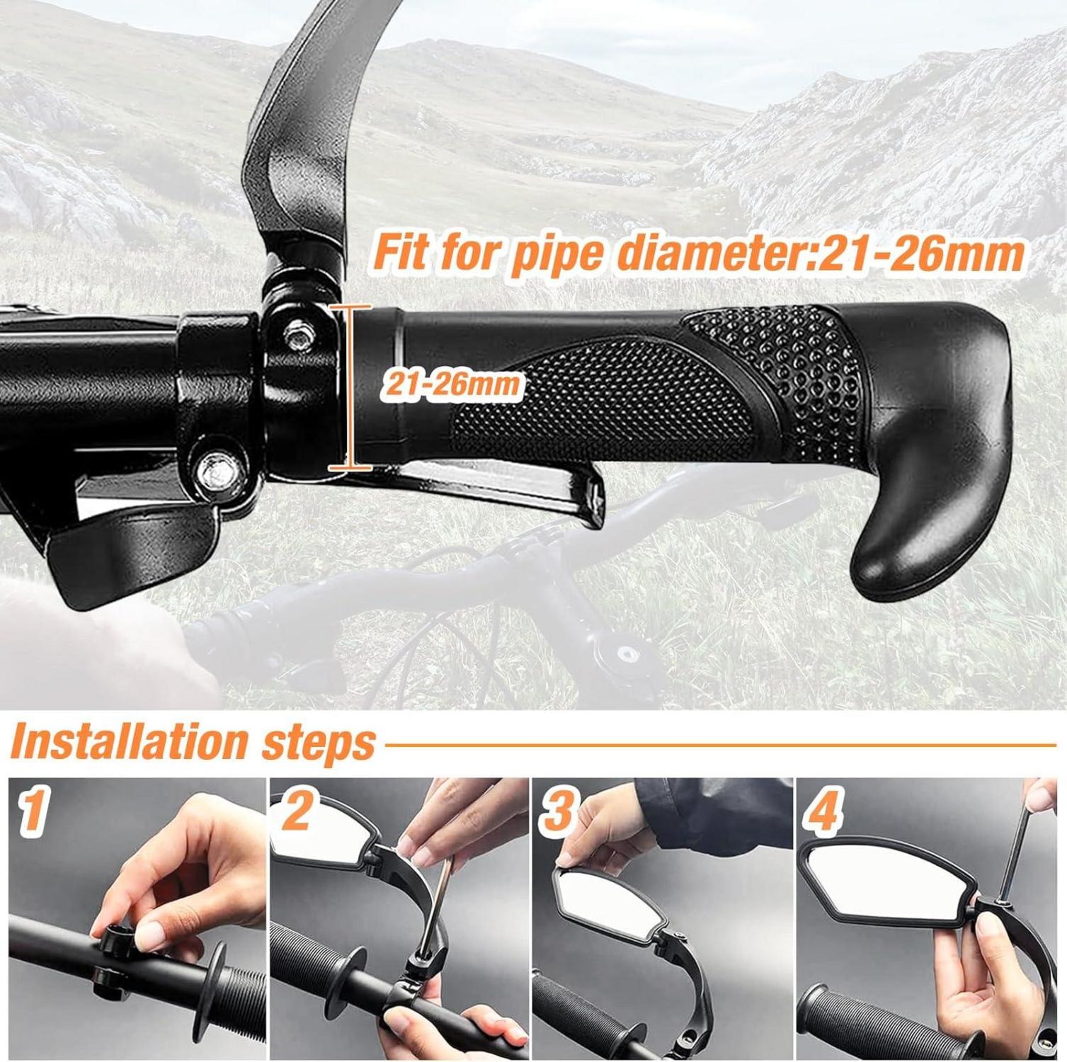 Fahrradspiegel Rückspiegel Lenker 21-26mm klappbar 360° Drehbar E-Bike Trailbike