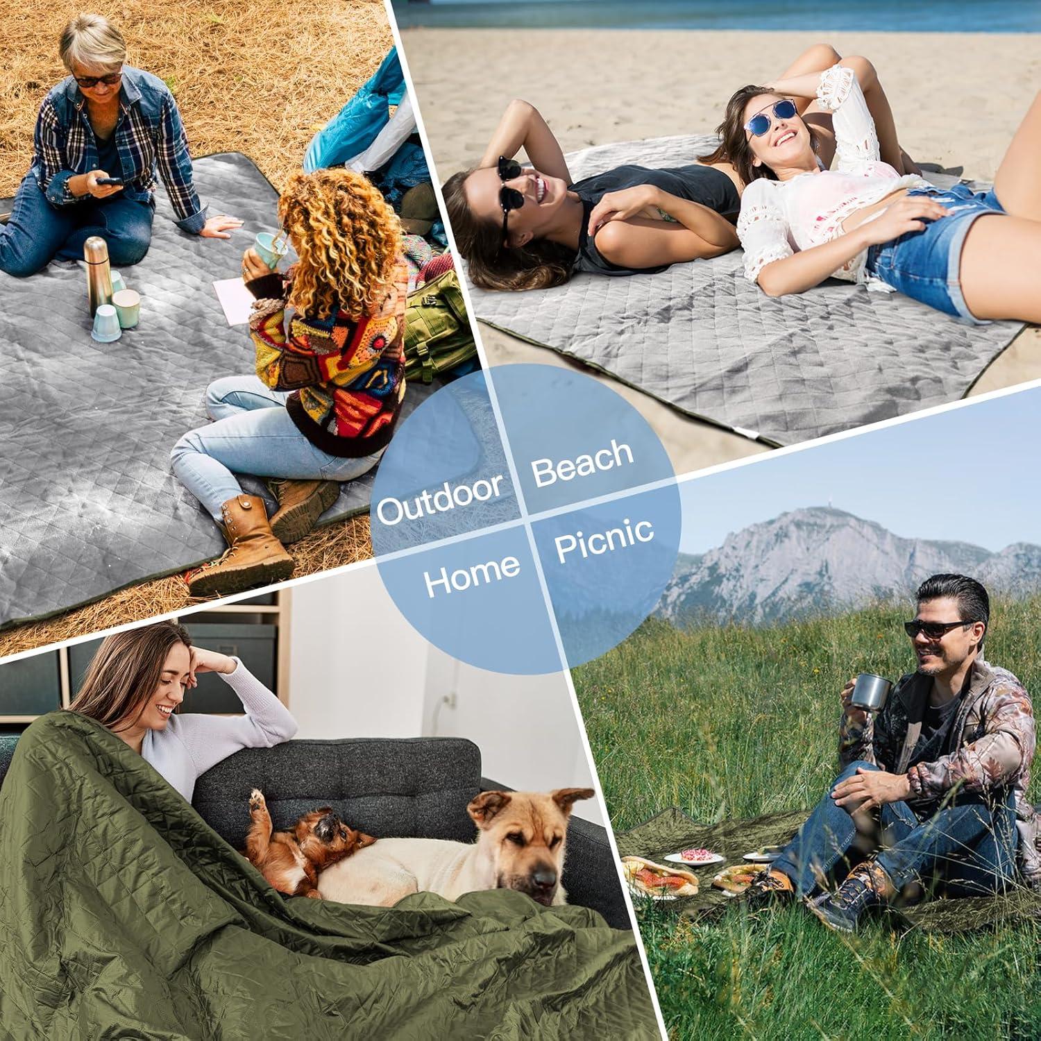 Wasserdichte Outdoor Decke 140x200cm Schafwolle Camping Grün