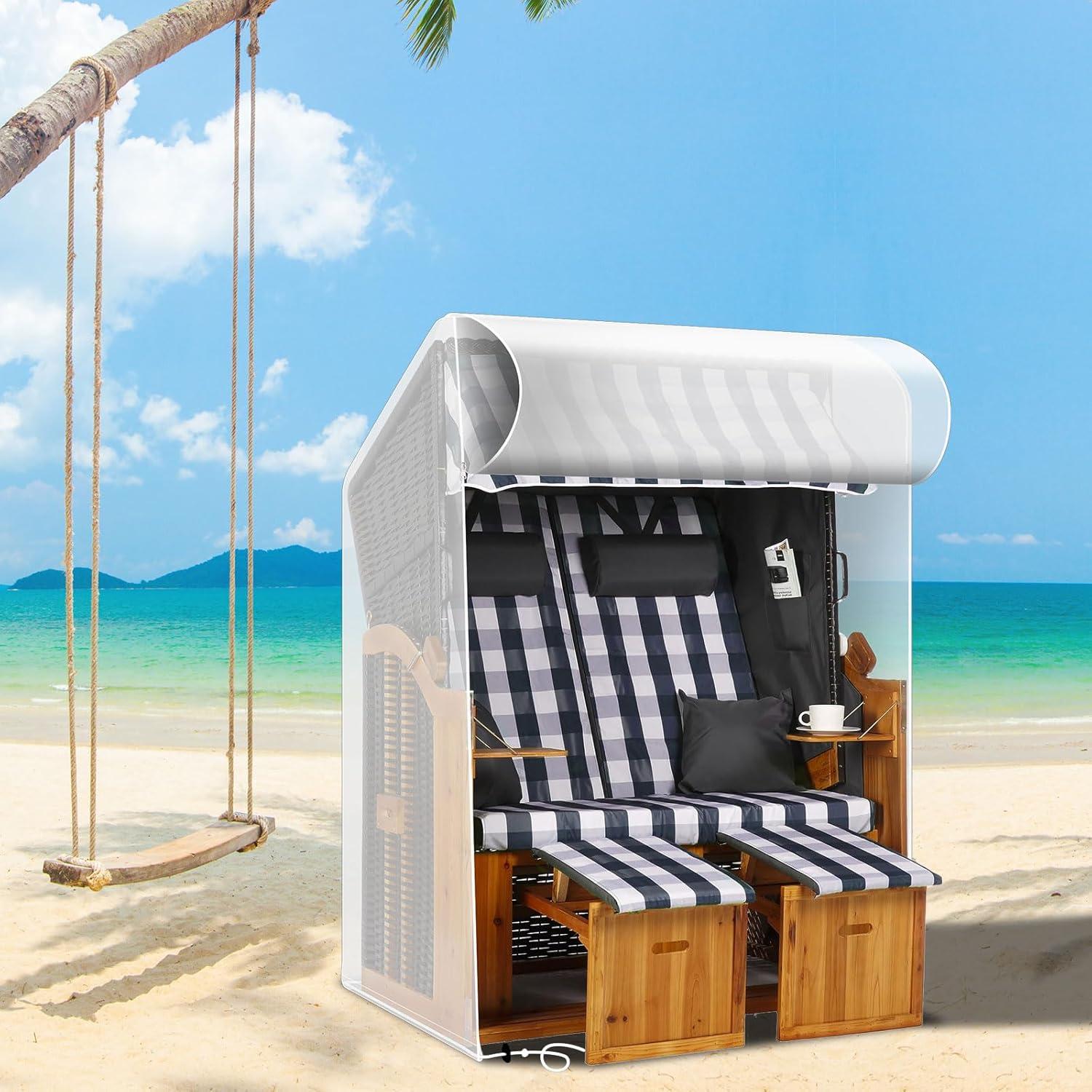 Strandkorb Abdeckung PE Wasserdicht Winddicht UV Schutz 135x105x175/140cmTransparent