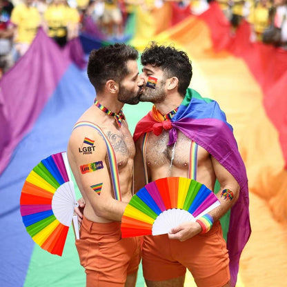 10 Regenbogen Pride Handfächer LGBTQ Zubehör Parade Dekorationen