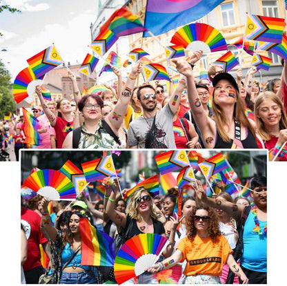 10 Regenbogen Pride Handfächer LGBTQ Parade Zubehör