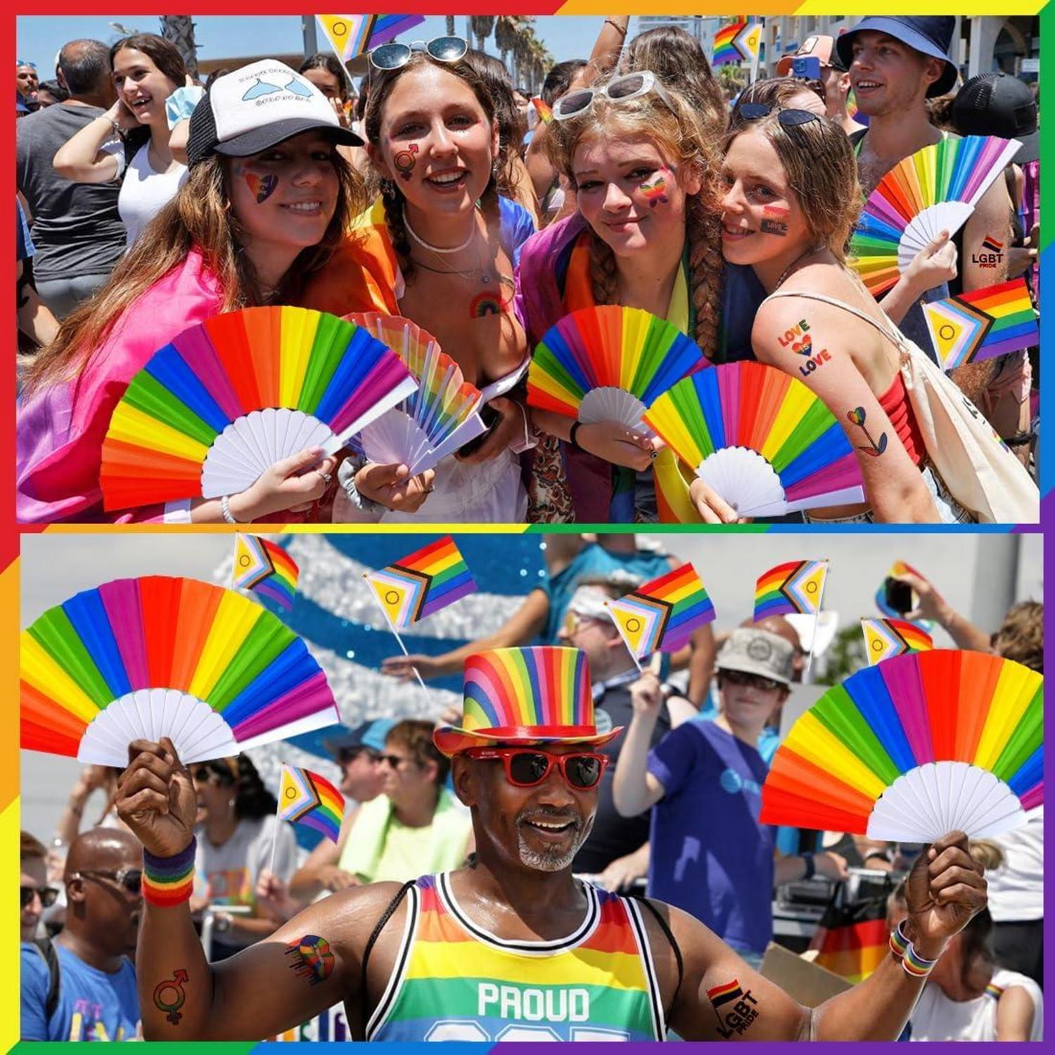 10 Regenbogen Pride Handfächer LGBTQ Parade Zubehör