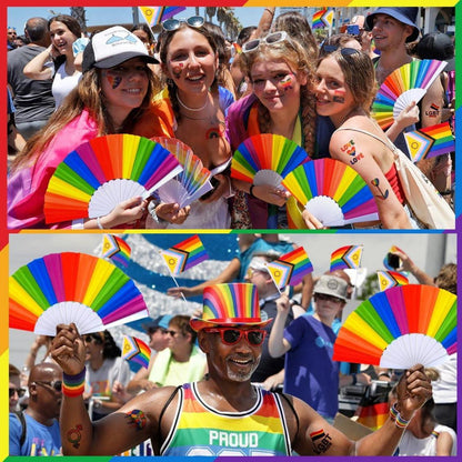 10 Regenbogen Pride Handfächer LGBTQ Parade Zubehör