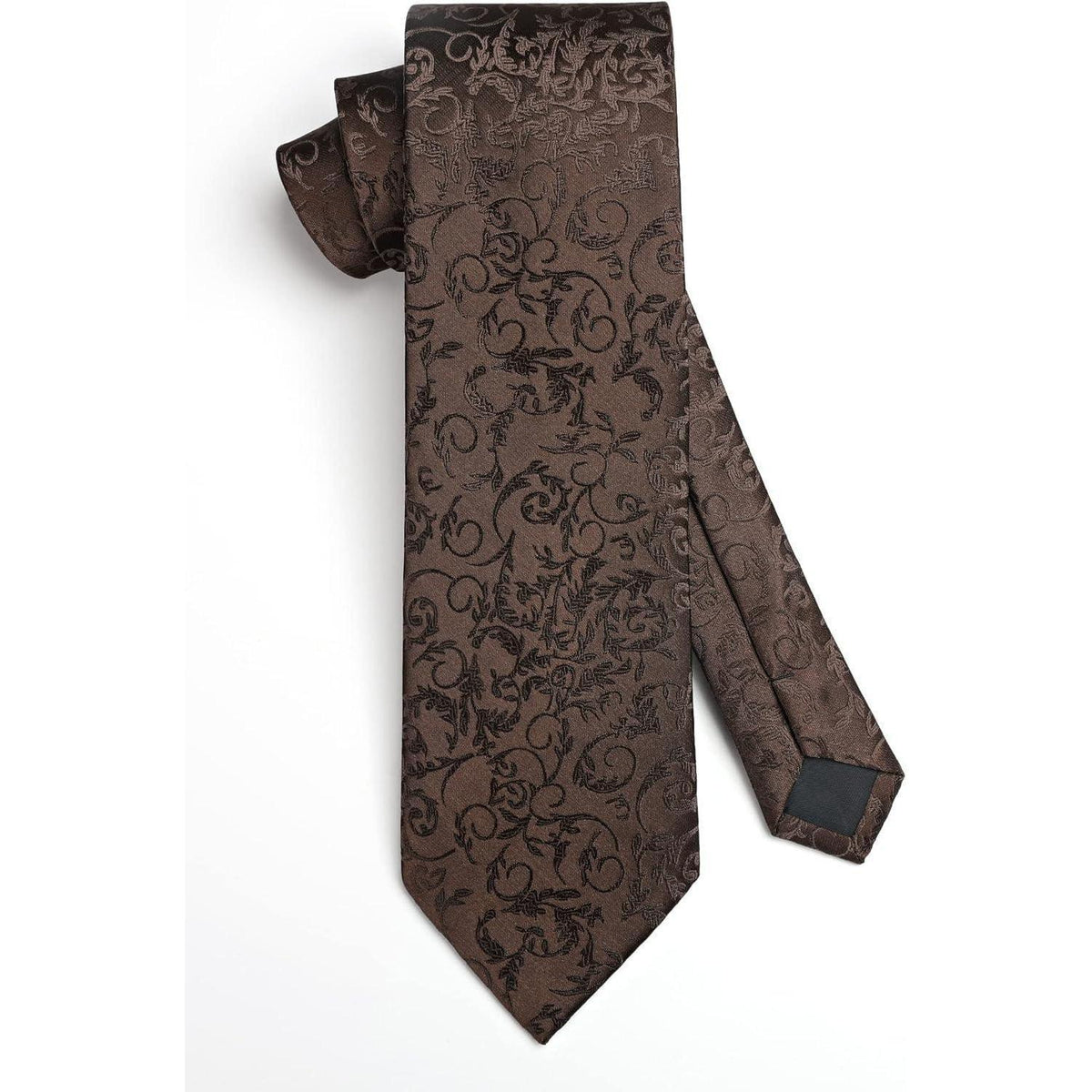 Krawatten-Set mit Einstecktuch für Herren, Paisley, Braun