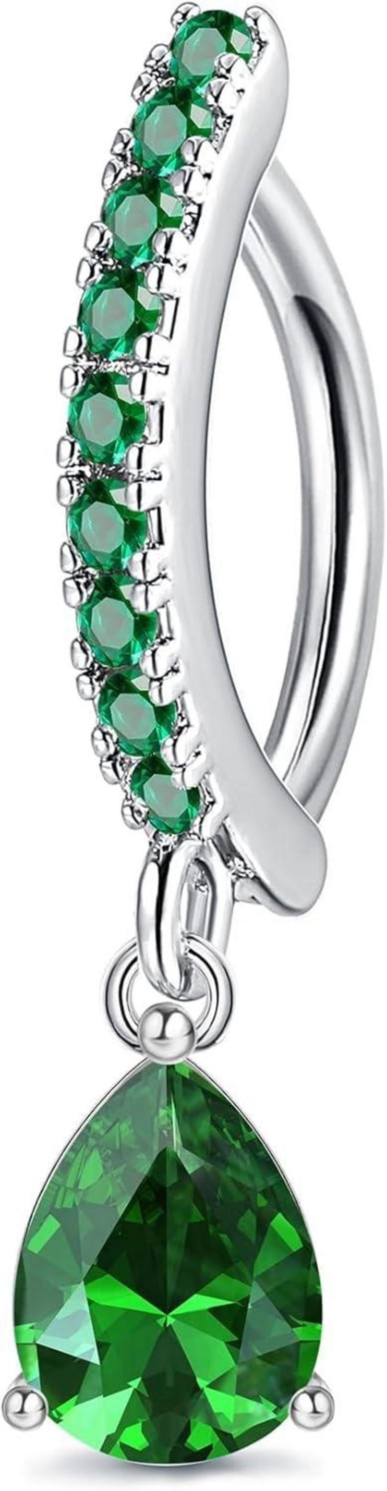 Bauchnabelring Teardrop Anhänger CZ Dangle 14G Chirurgenstahl