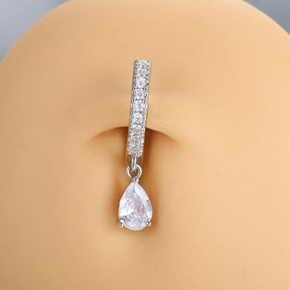 Clicker Bauchringe 14G Dangle Bauchnabel Ring CZ Teardrop