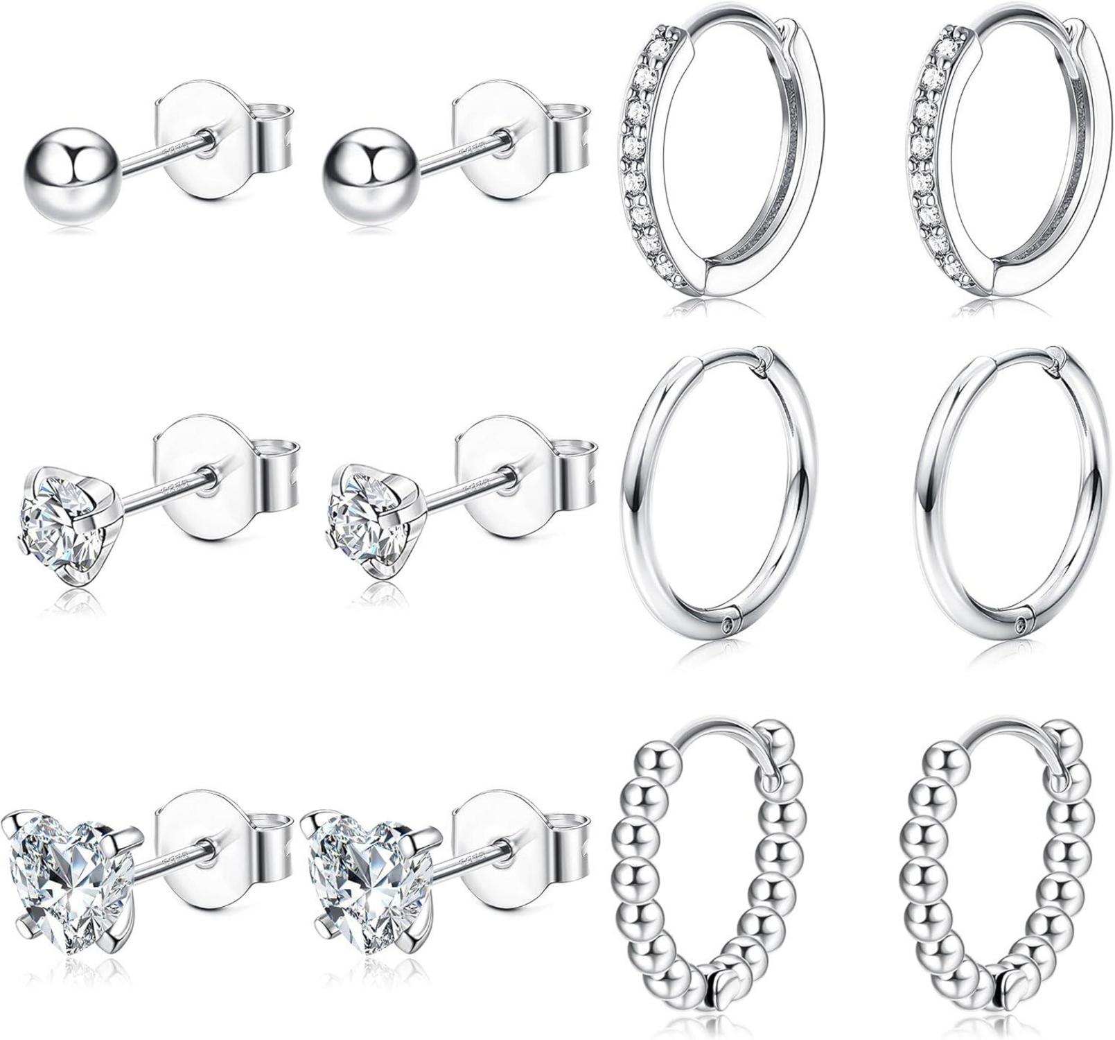 Ohrringe Set Silber 925 Zirkonia Silber Creolen Hypoallergen