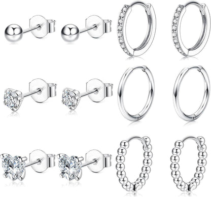 Ohrringe Set Silber 925 Zirkonia Silber Creolen Hypoallergen