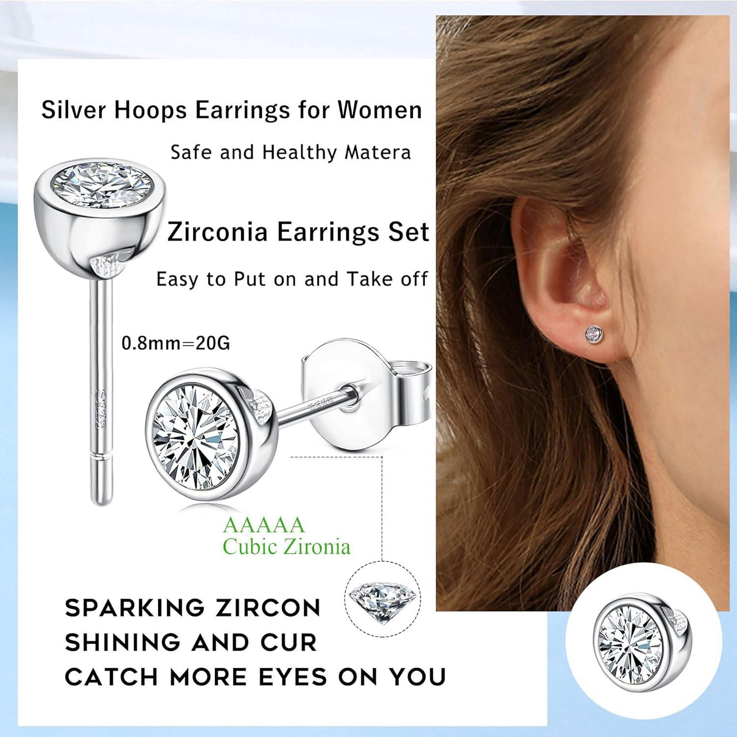 Ohrringe Set Silber 925 Zirkonia Silber Creolen Hypoallergen
