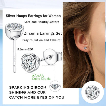 Ohrringe Set Silber 925 Zirkonia Silber Creolen Hypoallergen
