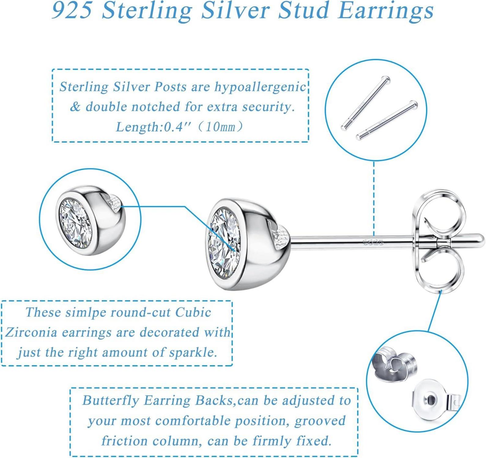 JeweBella Ohrringe Set Silber 925 Creolen Zirkonia hypoallergen