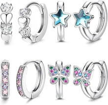 Kleine Silber Creolen Ohrringe Set Zirkonia Mädchen Geschenk