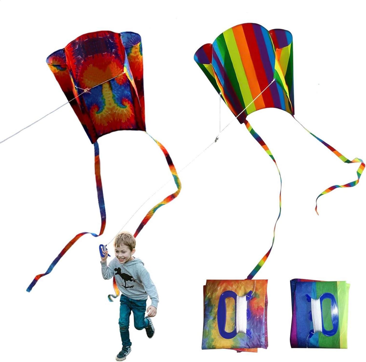 2er Pack Drachen für Kinder - Regenbogendrachen - Flugdrachen 32x52