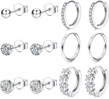 Kleine Silber Ohrringe Set Zirkonia Ohrstecker & Creolen Hypoallergen