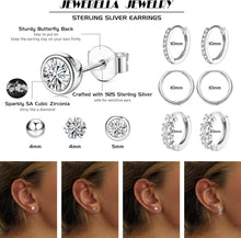 Ohrringe Silber 925 Damen Mädchen - Creolen Set Zirkonia