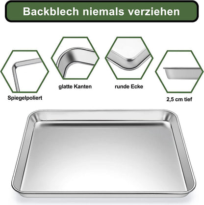 Edelstahl Backblech Set 40x30x2,5 cm 2 Stück