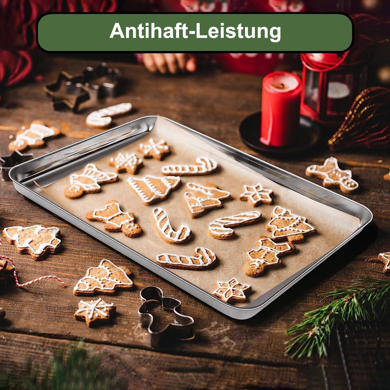 Backblech Set Edelstahl für Backen & Braten, 2tlg. 40x30x2,5cm