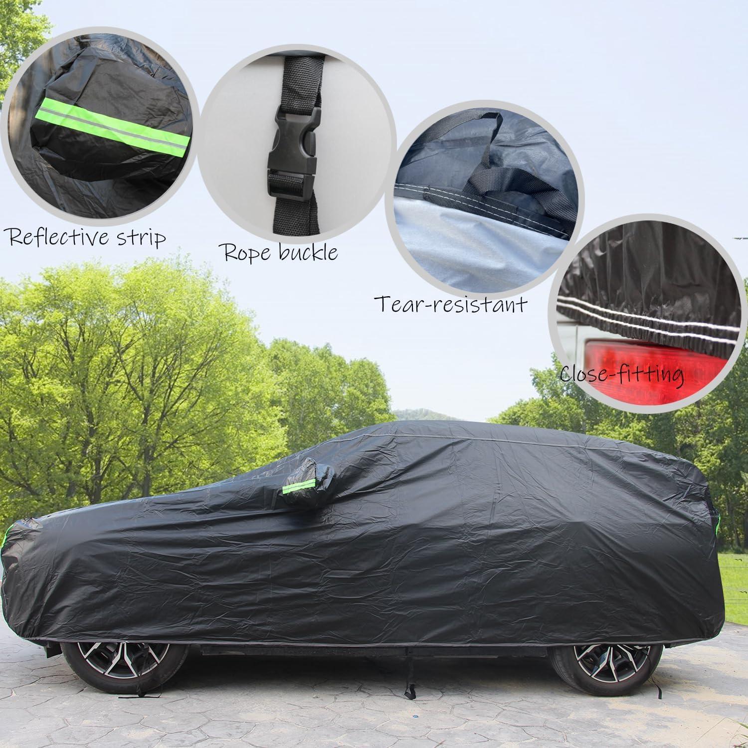Auto Abdeckplane wasserdicht Baumwollfutter Schwarz Vollgarage Größe L
