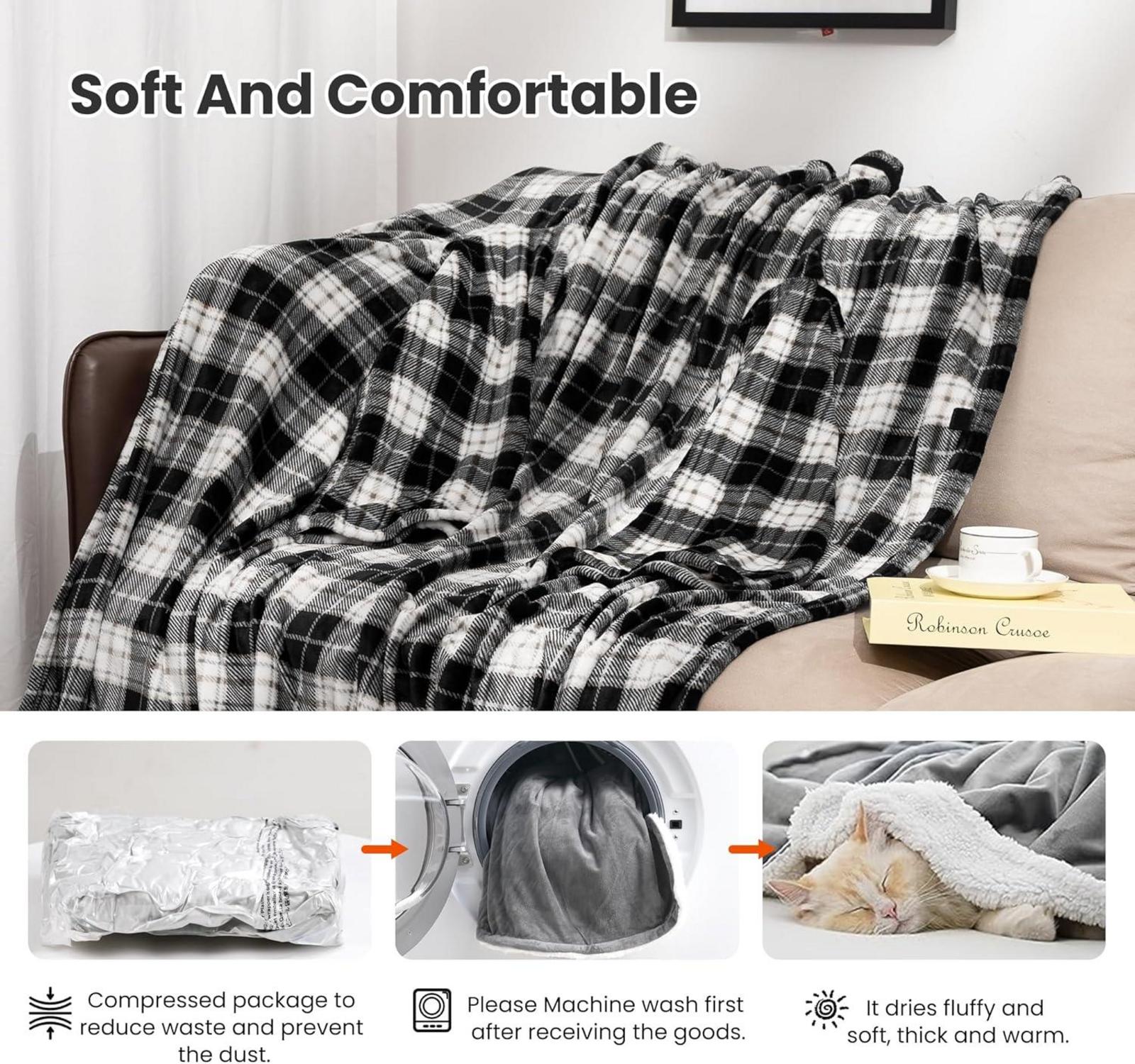 Kuscheldecke mit Ärmeln Weich Kuschelig Warm Sofadecke mit Klettverschluss