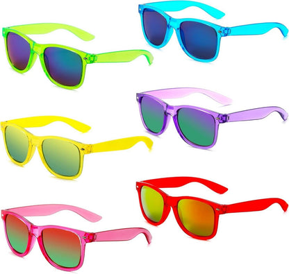 Bunte Neon Sonnenbrillen Set Vintage Party Lustige Brillen 6 Stücke