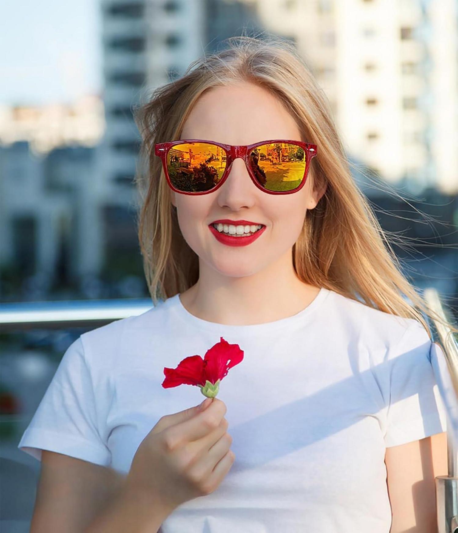 Neon Bunte Sonnenbrille Set Vintage 6er Pack Party Damen Herren UV-Schutz