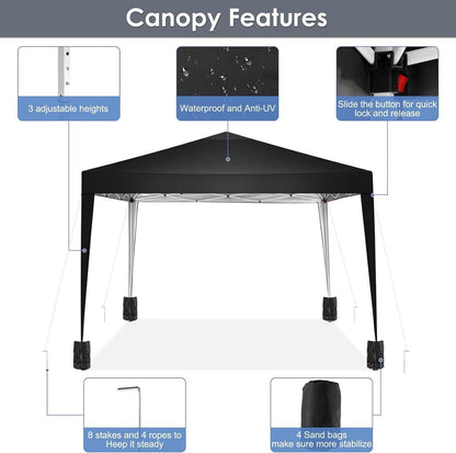 Pop Up Pavillon Wasserdicht Stabil Faltpavillon 3x3m mit 4 Sandsack