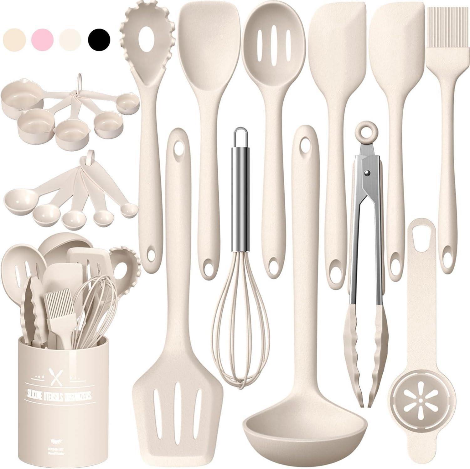 Silikon Küchenhelfer Set 22-teilig Hitzebeständig Khaki